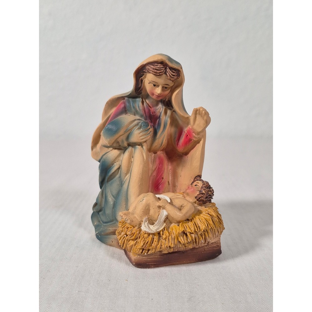 Vintage Nativity Figurine Mary and Baby Jesus Christmas Creche Decor 3.25 Inch